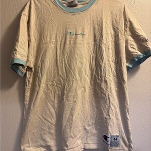 Champion Cream and Light Blue Tee